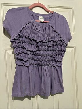 NWT Maeve Anthropologie Lavender Ruffle Front Short Sleeve Top